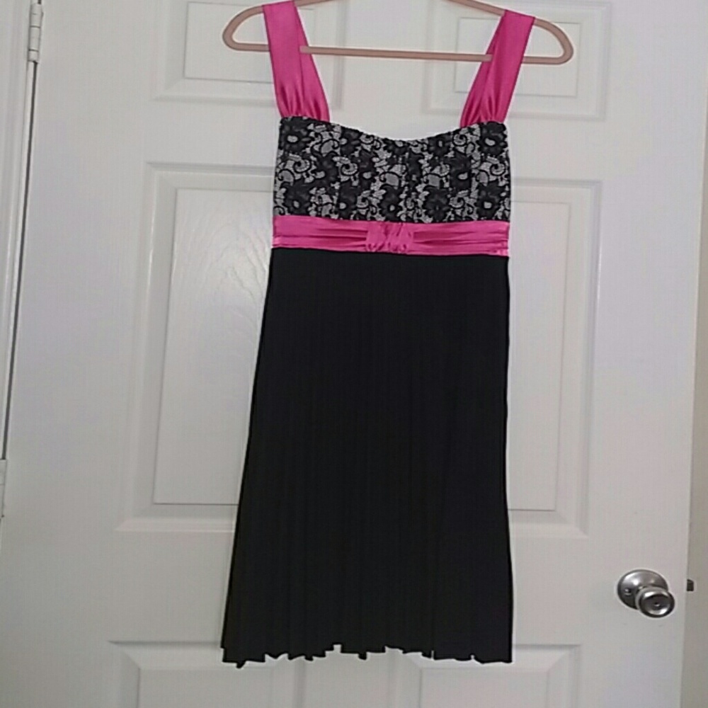 Taboo Hot Pink and Black Dress w/ Empire Waist